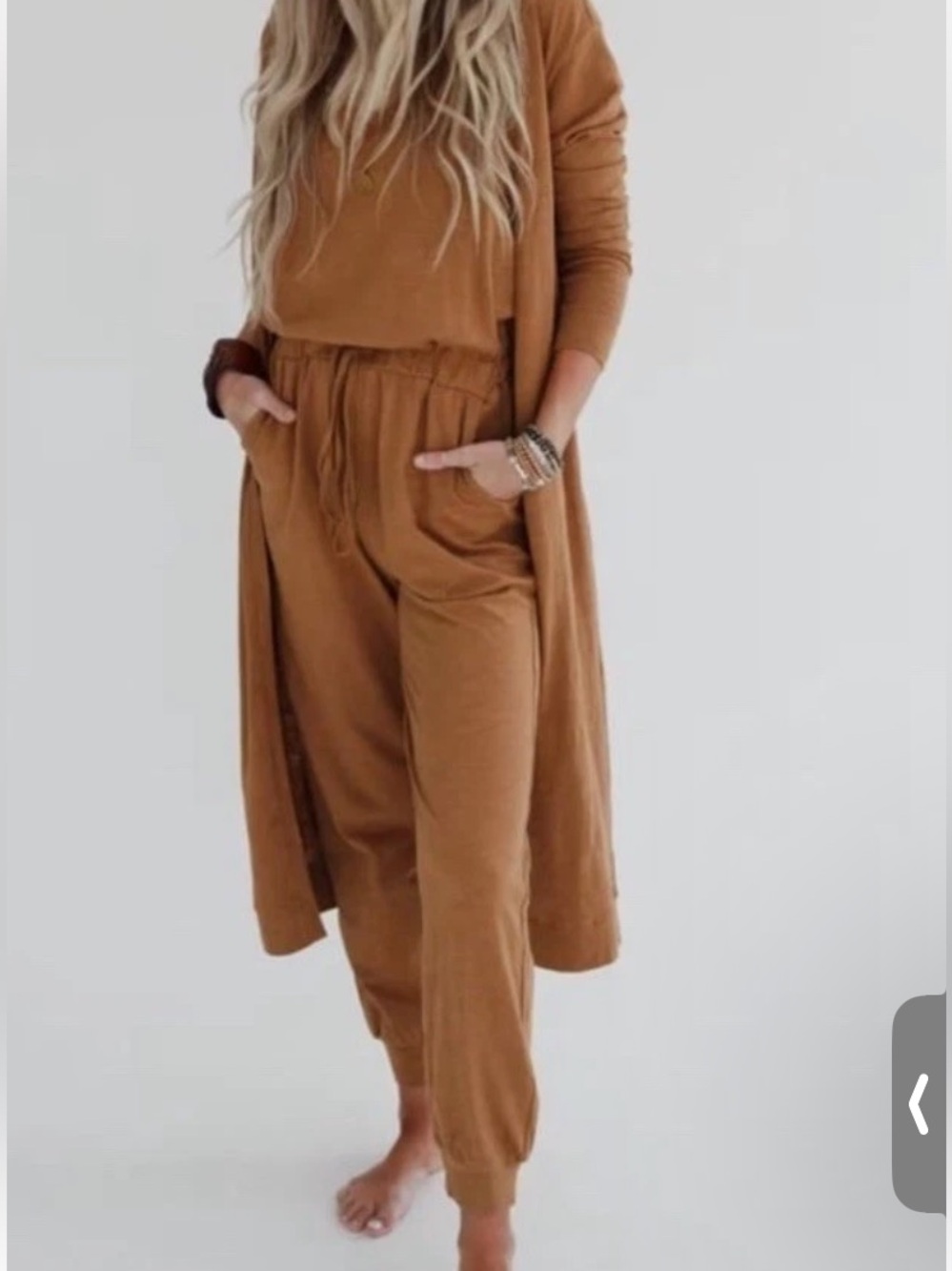 NEW Three Bird Nest Caramel Jumpsuit Duster Set Size XL